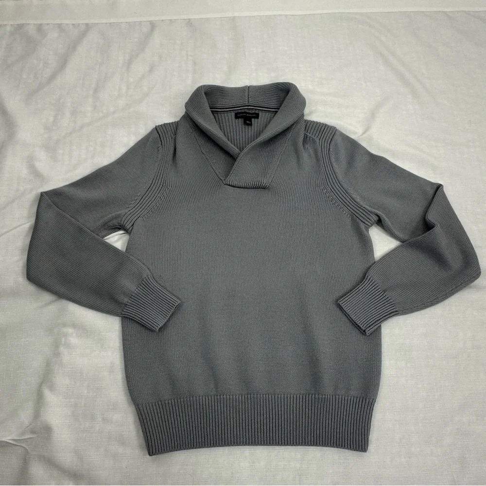 Banana Republic Men’s Size Large Gray Merino Wool Blend Shawl Collar Sweater
